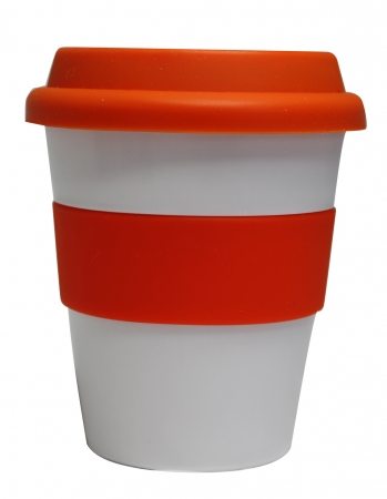 Grab N Go Coffee Cup-whiteorange