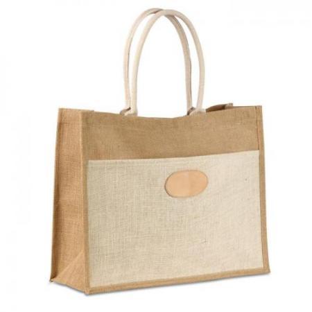 Two tone jute shopping bag     