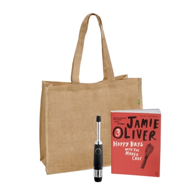 Jamie Oliver Cookbook With Bbq Lighter And Jute Bag