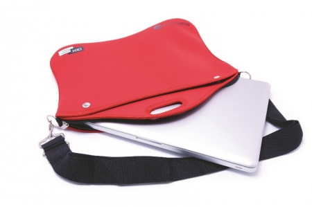 NEOPRENE LAPTOP SLEEVE WITH ZIPPER CARRY HANDLE AND STRAP