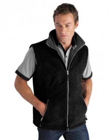 Heavy Weight Contrast Poly Fleece Vest (Black/Grey