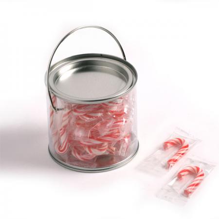 PVC BUCKET FILLED WITH CANDY CANES X 27