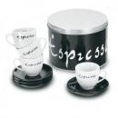 4 espresso cups in round box   