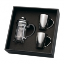 Coffee Plunger & 2 X S/S Mug Set