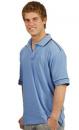 Mens Mini-Waffle Contrast Piping Polo Size: S - 5X
