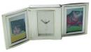Nickel Plated Double Photo Frame with Alarm Clock
